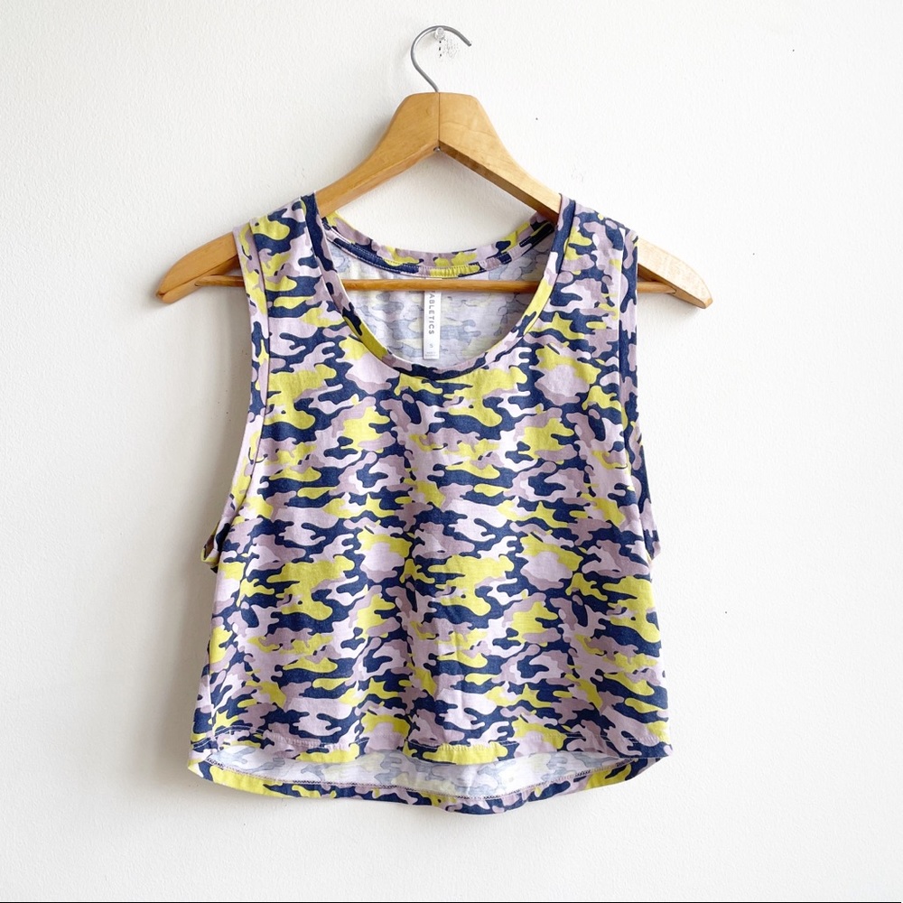 Fabletics Purple Camo Crop Top Small